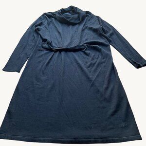 COS Size M Black 100% Merino Wool Long Sleeve Mock Turtleneck Sweater Dress
